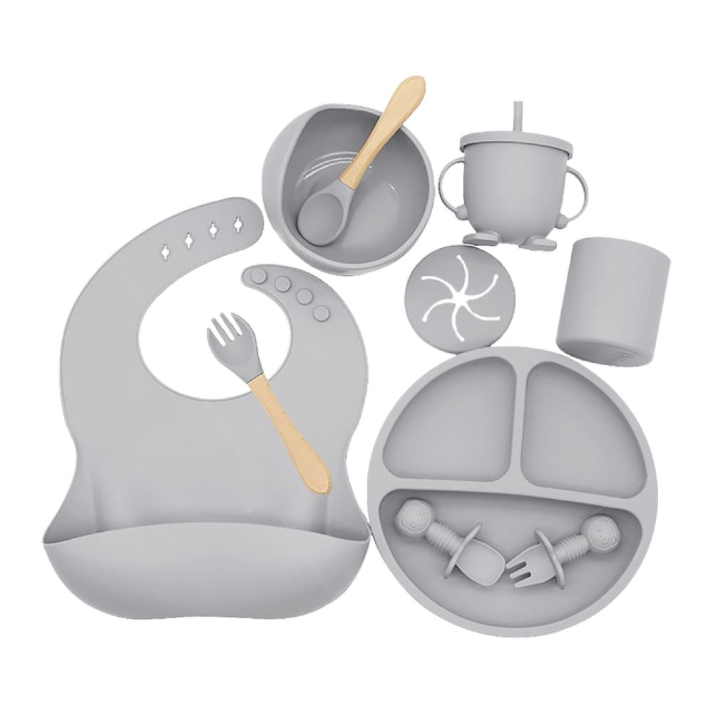 Toyech-Complete Silicone Baby Feeding Set-Light Grey