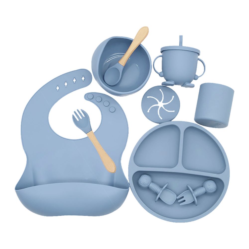Toyech-Complete Silicone Baby Feeding Set-Dark Blue