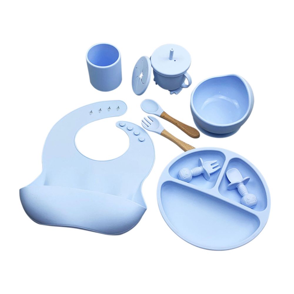 Toyech-Complete Silicone Baby Feeding Set-Light Blue