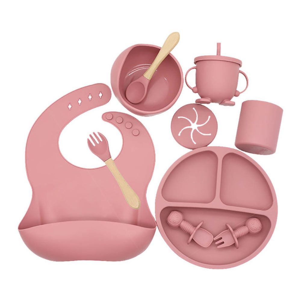 Toyech-Complete Silicone Baby Feeding Set-Pink