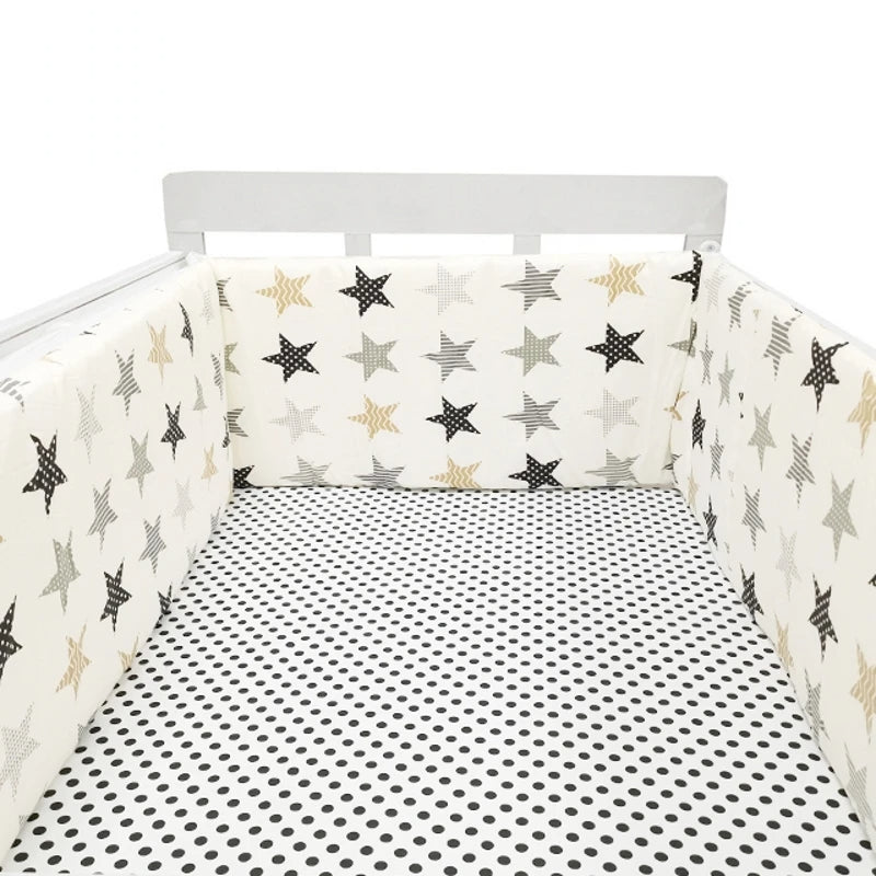 Toyech-Printed Cotton Baby Cot Bumper for Bed Protection Accessories-Stars