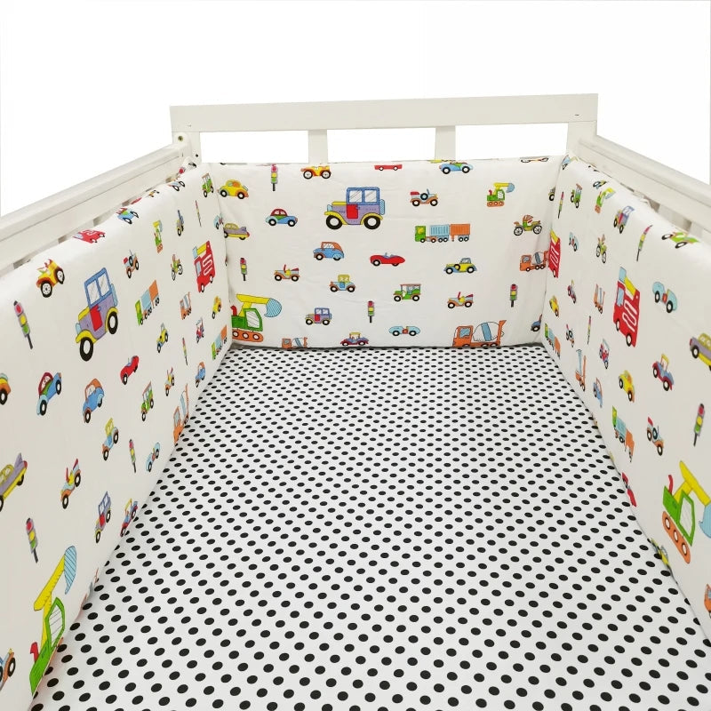 Toyech-Printed Cotton Baby Cot Bumper for Bed Protection Accessories-Cars