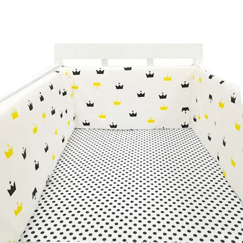 Toyech-Printed Cotton Baby Cot Bumper for Bed Protection Accessories-Crown