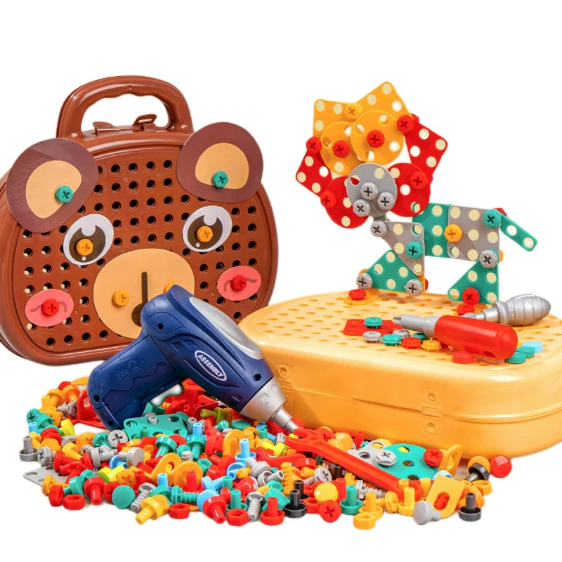 Toyech-Children's Electric Drill Assembly Puzzle Toy-Bear driller with box
