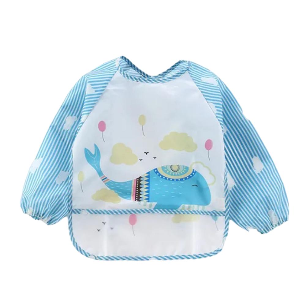 Toyech-Baby Waterproof Long Sleeve Feeding Bib -Blue (0-3 Years)