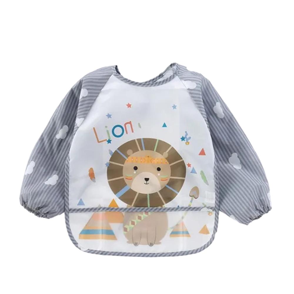 Toyech-Baby Waterproof Long Sleeve Feeding Bib -Grey (0-3 Years)