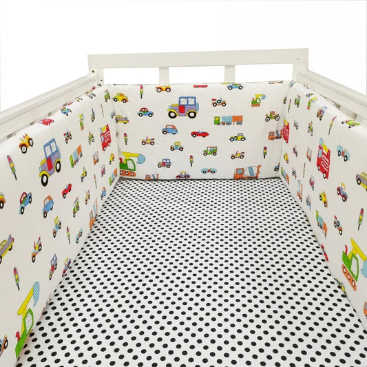 Toyech-Printed Cotton Baby Cot Bumper for Bed Protection Accessories-Cars