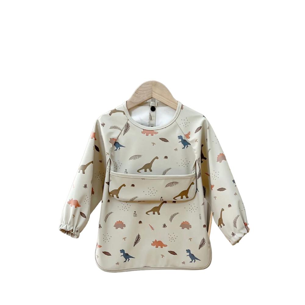 Toyech-Waterproof Long Sleeve Baby Bib-Grey
