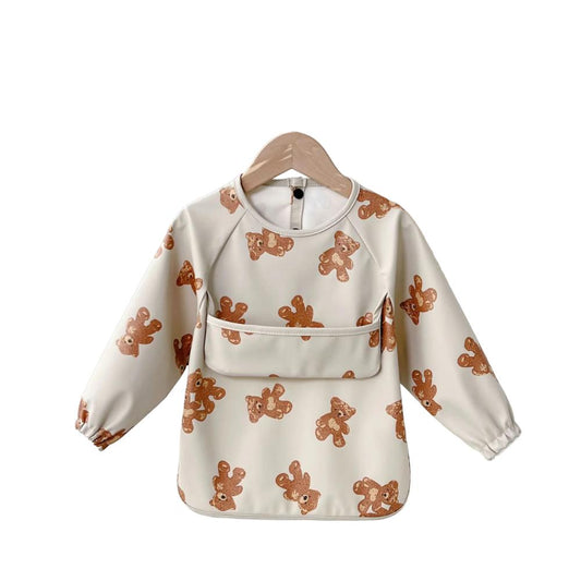 Toyech-Waterproof Long Sleeve Baby Bib-Beige