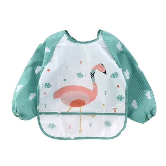 Toyech-Baby Waterproof Long Sleeve Feeding Bib -Green (0-3 Years)